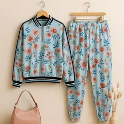 AUSTIVO Printed Mandarin Collar Sweatshirt With Trousers Co-Ords-picture-14