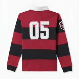 R&B Boys Typography Striped Polo Collar Applique T-shirt image 2