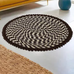Myntra Elegant Homes Brown & Cream Spiral Design Round Cotton Doormat-picture-17