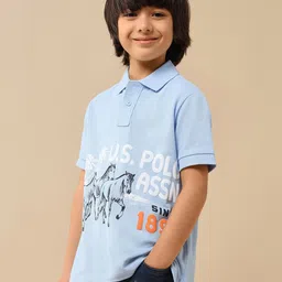 U.S. Polo Assn. Kids Boys Printed Polo Collar Pure Cotton T-shirt-picture-29