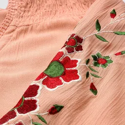 all about you Coral Pink Regular Top With Embroidery image 3