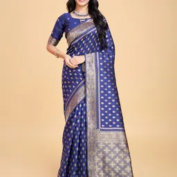 RICH & ROMAN Woven Design Zari Pure Silk Banarasi Saree-picture-38