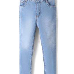 Babyhug Cotton Full Length Stretchable Denim Jeans with Fly Open with Zipper Fly With Zipper - LightBlue-image-124