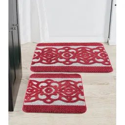 Saralhome KARO Microfiber Antiskid Bathmat 2pc Maroon. 50cm x 70cm, 50x50 cm-image-80