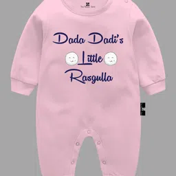 The Peppy Tend  Full Sleeves Dada Dadis Little Rasgulla Text Printed Romper - Pink-picture-14