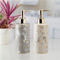 Kookee Ceramic Soap Dispenser liquid handwash pump for Bathroom, Set of 2, Grey (10530)-400 ml-picture-27