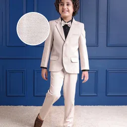Mark & Mia Cotton Woven Full Sleeves 3 Piece Party Suit With Bow - Off White-picture-13