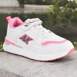 Lil Lollipop AK Patch Detailed Colour Blocked Velcro Closure Shoes - White & Pink-picture-13