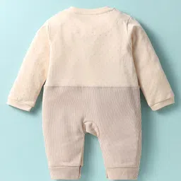 Mini Taurus Interlock Knit Full Sleeves Romper with Aeroplane Embroidery - Beige image 2