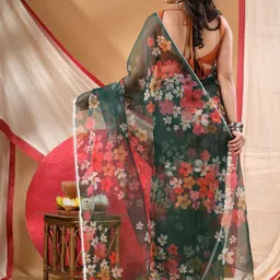 DESH BIDESH Floral Printed Saree With Blouse Piece image 5