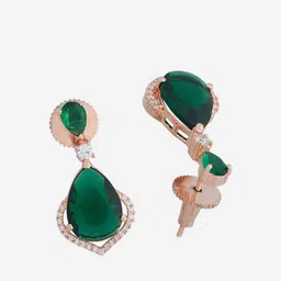 Kushal's Fashion Jewellery Rose Gold-Plated Teardrop Shaped Drop Earrings image 3