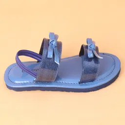 Babyoye Sandals with Back Strap Closure & Bow Applique- Blue image 4