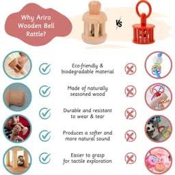 Ariro Neem Wood Bell Rattle - Brown image 5