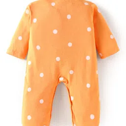 Babyhug Disney Interlock Knit Full Sleeves Footed Sleepsuits with Minnie Mouse Print Pack of 2 - Orange & Pink image 5