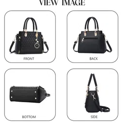 SYGA Women's Large Capacity Handbag Fashionable One-Shoulder & Crossbody Bag with Elegant Charm Pendant(Black) image 5