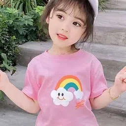 Xsole Girls Round Neck Graphic Print Short Sleeves Tshirts-picture-45