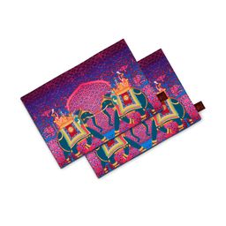 SEJ by Nisha Gupta Purple & Pink Set of 2 Printed Table Mats-picture-2