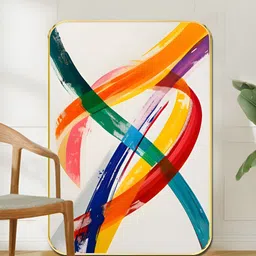 Myntra Elegant Homes White & Orange Printed Wooden Wall Art image 2