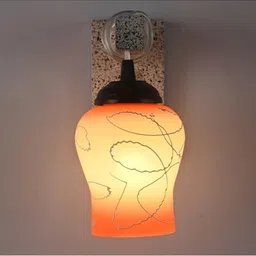 1ST TIME Orange & Orange Textured Wood Contemporary Abstract Shaped Shaped Wall Lamp image 5