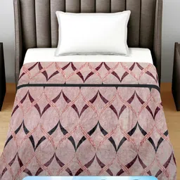 FABINALIV Purple & Black Geometric Woollen AC Room 300 GSM Single Bed Blanket image 2