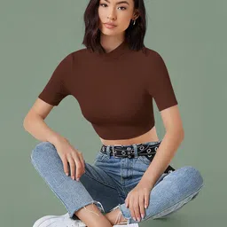 Dream Beauty Fashion Women Solid Fitted Crop Top top-55-bullet-coffee-picture-39
