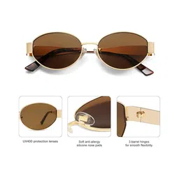 SPADEACES Unisex Aviator Sunglasses with UV Protected Lens GOLD BROWN OVAL image 3