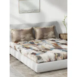 Ddecor Live Beautiful Dreamland Abstract Cotton King Bedsheet With 2 Pillow Covers - Brown image 2