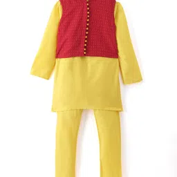 Twisha Full Sleeves Solid Kurta & Pyjama With Motif Detailed Jacket - Yellow-picture-15