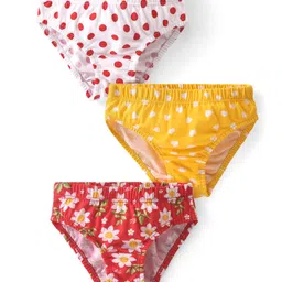 Babyhug 100% Cotton Panties Polka Dots & Floral Print Pack of 3 - Multicolour-image-63