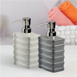 Kookee Ceramic Soap Dispenser liquid handwash pump for Bathroom, Set of 2, Grey (10539)- 350 ml-picture-29