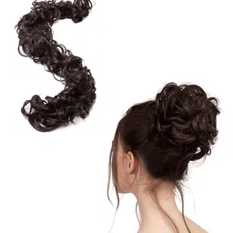 D-Divine Long Frill Messy Hair Bun Extension - Brown-image-61