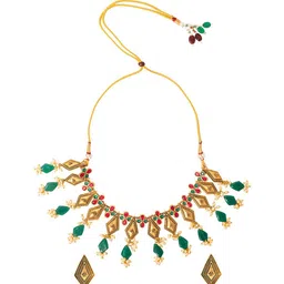 Shining Jewel - By Shivansh Gold-Plated CZ Stone-Studded & Beaded Jewellery Set image 3
