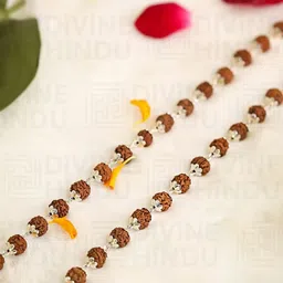 DIVINE HINDU Silver-Plated 54 Rudraksha Beaded Necklace image 2
