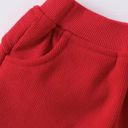 Kookie Kids Full Length Lounge Pant with Bear Patch - Red image 5