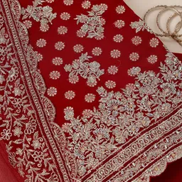 Koskii Floral Embroidered Unstitched Dress Material image 5