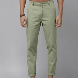 The Roadster Lifestyle Co Men Olive Green Slim Fit Chinos-image-73