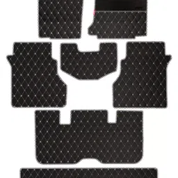 Elegant Luxury Leatherette Black & White Carpet Car Mat Compatible With Ford Endeavour 2016 Onwards-image-87