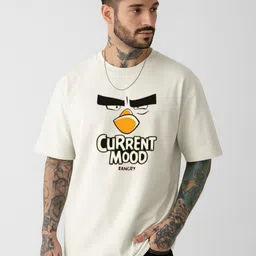 Be Crazy Typography Round Neck Drop Shoulder Sleeves Printed Cotton Oversized T-shirt-picture-21