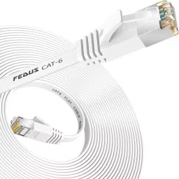 Fedus High Speed 250 MHz CAT 6 Flat RJ45 LAN Cable (15 m, White)-image-69