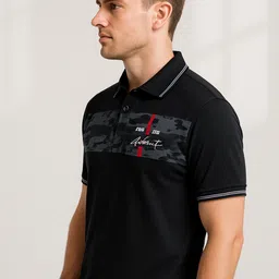 Dollar Men Camouflage Printed Polo Collar Pockets T-shirt image 3