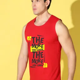 WOOSTRO Pack Of 2 Printed Pure Combed Cotton Gym VestsVWS26(ENJOY ORANGE)(MORE RED) image 5