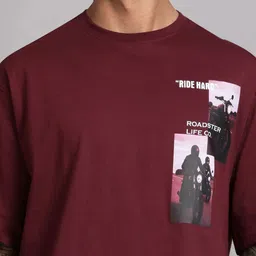 The Roadster Lifestyle Co Graphic Printed Relaxed-Fit Pure Cotton T-Shirt image 3