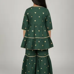 Biglilpeople Girls Ethnic Motifs Printed Tiered Pure Cotton Kurta with Sharara image 3