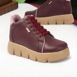 glitchez Women Solid Lace Up Sneakers-image-69