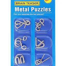New Pinch Brain Teasers Metal Wire Puzzle Unlock Interlock Toys IQ Puzzle Brain Teaser (6 Pc) for Kids  (pack of 1) image 1