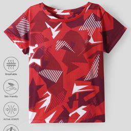Pine Active Half Sleeves Abstract Printed T-Shirt - Red-picture-41