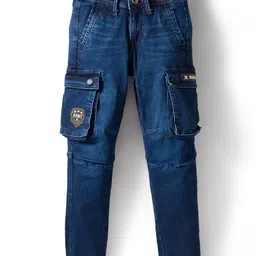 Junior Killer Army Text Patch Detailed Mild Washed Cargo Jeans - Blue-picture-20