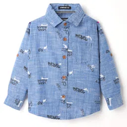 Rikidoos Full Sleeves Typography Printed Shirt - Blue image 2