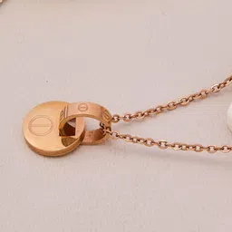 GC PREMIUM JEWELLERY Rose Gold-Plated Circular Pendants with Chains image 3