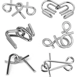 New Pinch Brain Teasers Metal Wire Puzzle Unlock Interlock Toys IQ Puzzle Brain Teaser (6 Pc) for Kids  (pack of 1) image 3